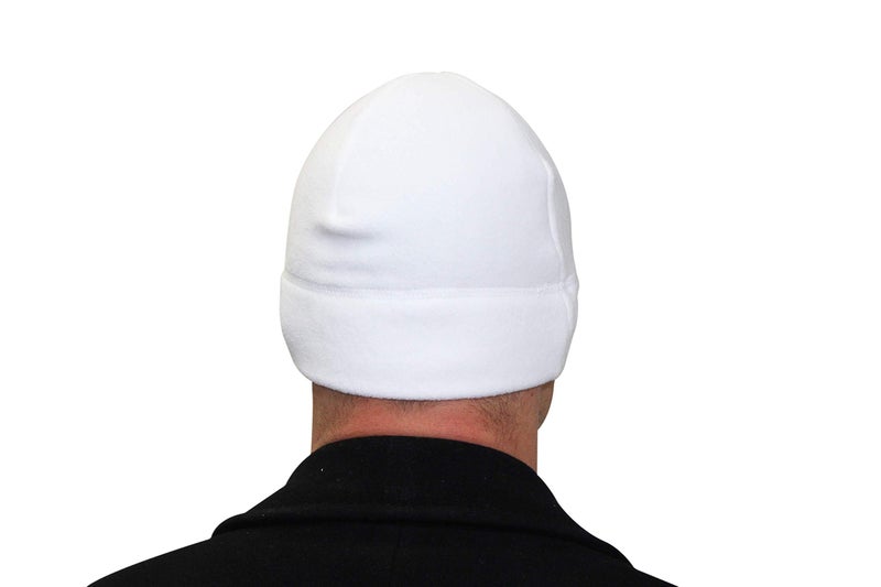 Temple Tape Tactical Fleece Watch Cap Beanie â€“ Skull Cap Fleece Hat - Pure White - XL (for Larger Heads) - Image 5